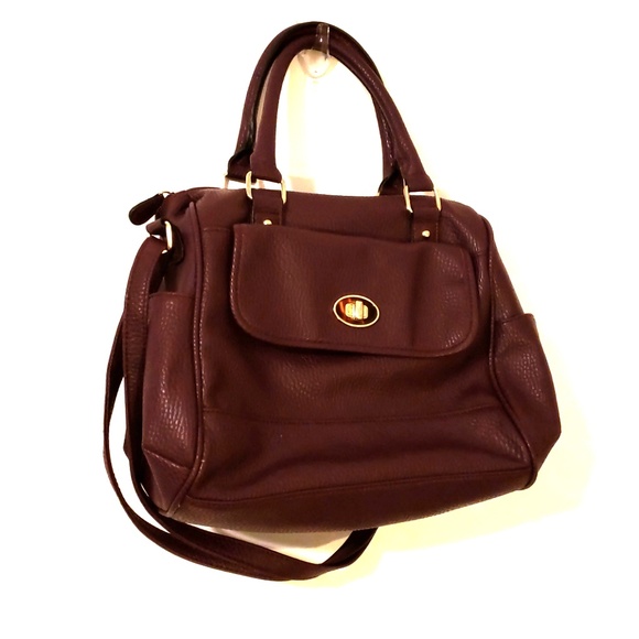 Handbags - Eggplant purple zippered purse, adjustable strap